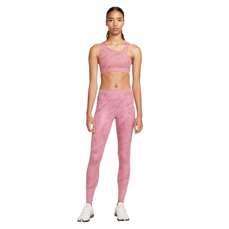 Nike Womens Dri-FIT Swoosh Medium Support Asymmetrical Sports Bra, Pink, rebel_hi-res