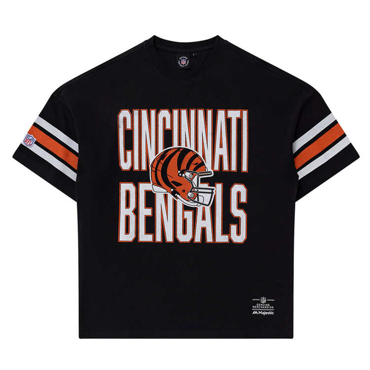 Majestic Cincinnati Bengals Vintage Stripe Tee Black S, Black, rebel_hi-res