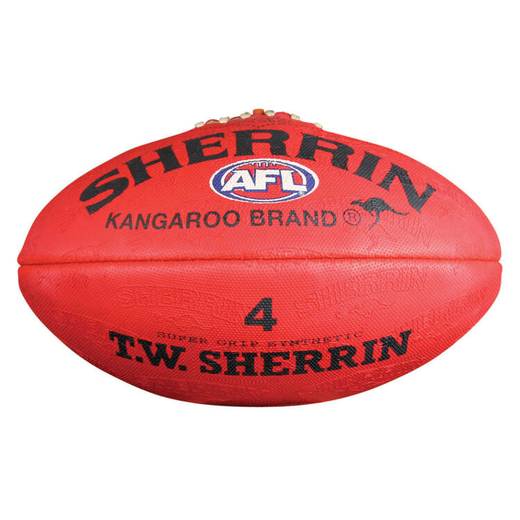 Sherrin Synthetic Australian Rules Ball Red 4, Red, rebel_hi-res