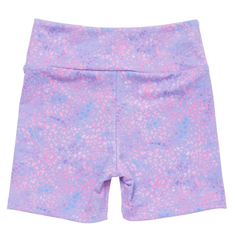 Flo Active Kids Nicole Medium Length Shorts, Purple/Print, rebel_hi-res