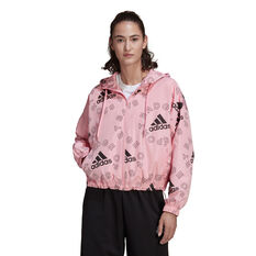 adidas Womens Essentials Logo Allover Print Windbreaker, Pink, rebel_hi-res