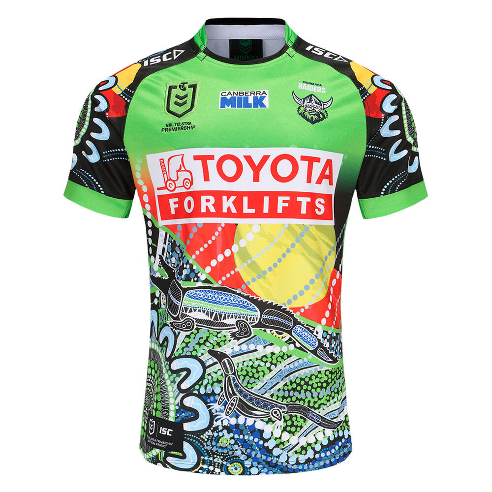 Canberra Raiders 2023 Mens Indigenous Jersey Green/Black L