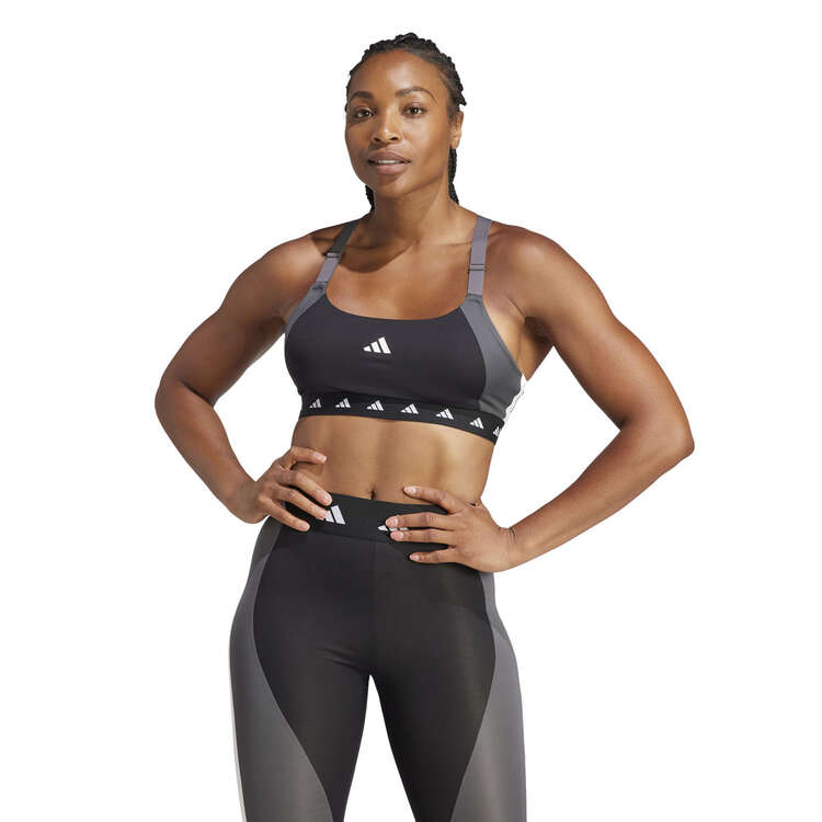 adidas Womens Powerimpact Training Techfit Colourblock Sports Bra Black S A-C, Black, rebel_hi-res