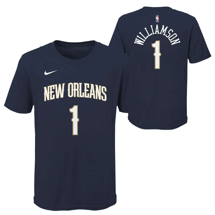 Nike New Orleans Pelicans Zion Williamson 2020/21 Kids Statement Tee, Navy, rebel_hi-res