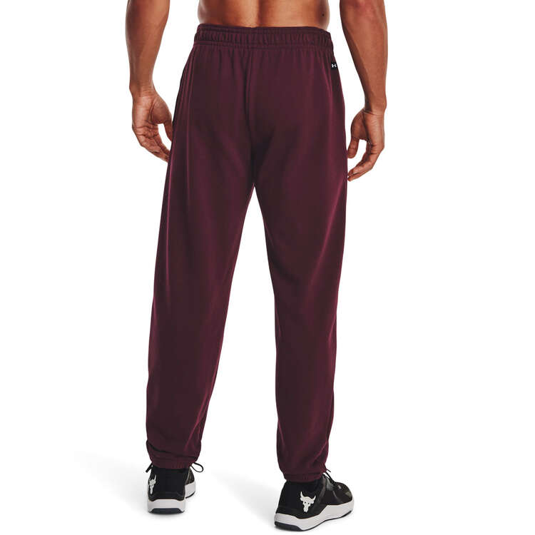 Under Armour Project Rock Mens Heavyweight Terry Track Pants, Red, rebel_hi-res