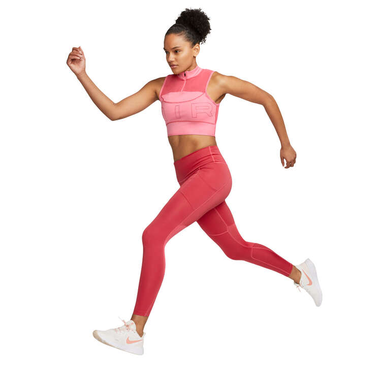 Nike Air Womens Dri-FIT 1/4 Zip Running Crop Top, Coral, rebel_hi-res