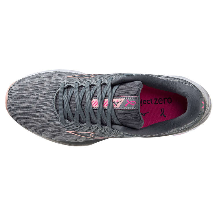 Mizuno Wave Rider 26 Project Zero Womens Running Shoes, Grey/Pink, rebel_hi-res