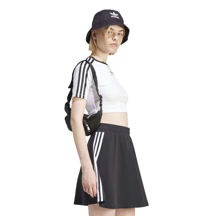 adidas Originals Womens 3-Stripes Baby Tee, White, rebel_hi-res