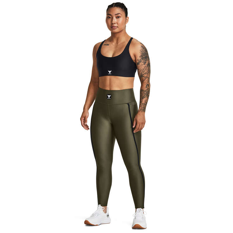 Under Armour Womens Project Rock All Train HeatGear Ankle Tights, Green, rebel_hi-res
