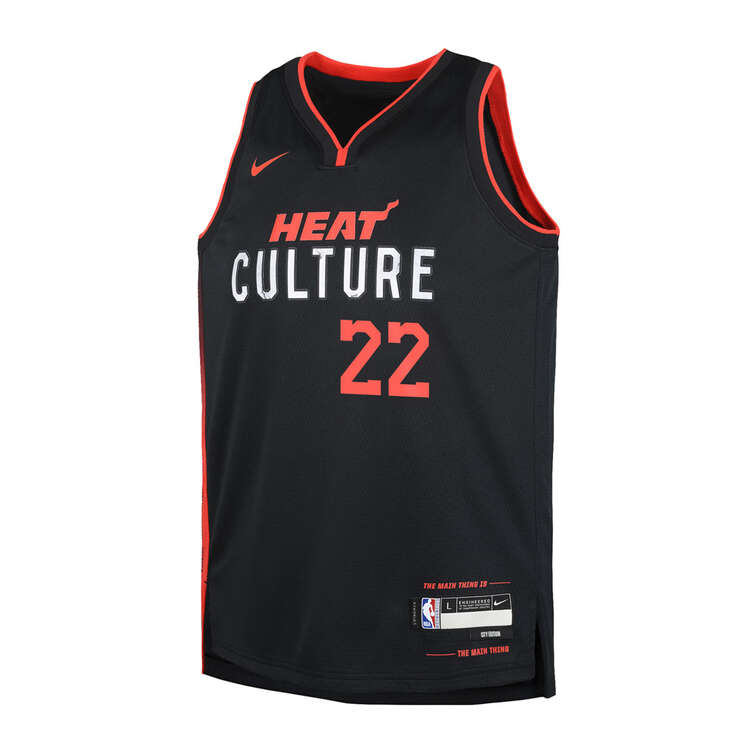 Nike Miami Heat Jimmy Butler 2023/24 City Edition Kids Basketball Jersey Black S, Black, rebel_hi-res