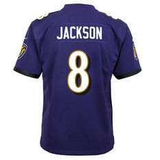 Nike Baltimore Ravens 2021/22 Lamar Jackson Kids Home Jersey Purple S, Purple, rebel_hi-res