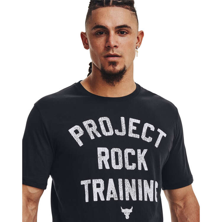 Under Armour Project Rock Mens Training Tee, Black, rebel_hi-res