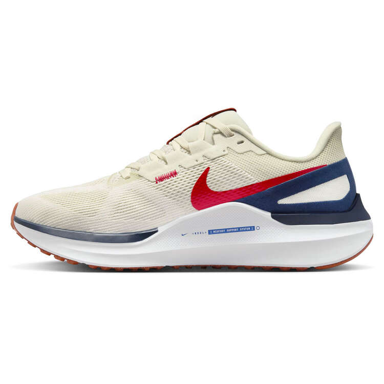 Nike Air Zoom Structure 25 Mens Running Shoes, White/Red, rebel_hi-res