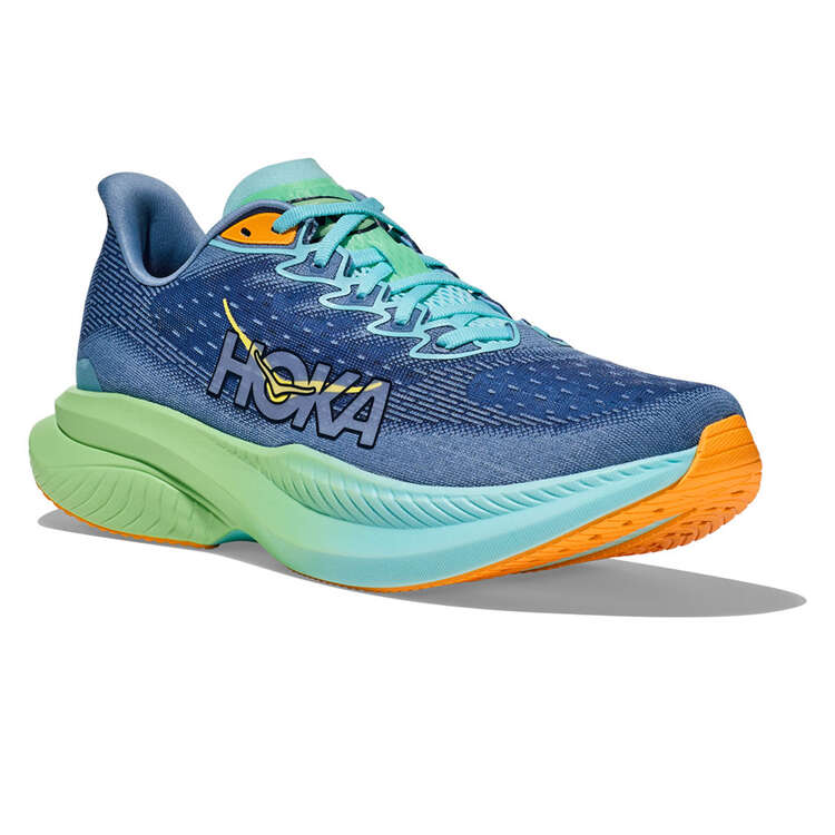HOKA Mens Mach 6 Running Shoes, Blue/Green, rebel_hi-res