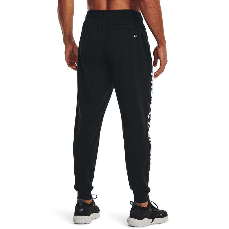 Under Armour Project Rock Mens Heavyweight Terry Track Pants Black XS, Black, rebel_hi-res