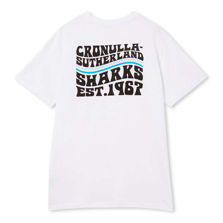 Cronulla-Sutherland Sharks 2024 Mens Willett Tee White M, White, rebel_hi-res