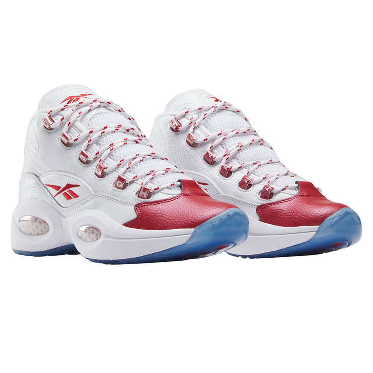 Reebok Question Mid Basketball Shoes, White/Red, rebel_hi-res