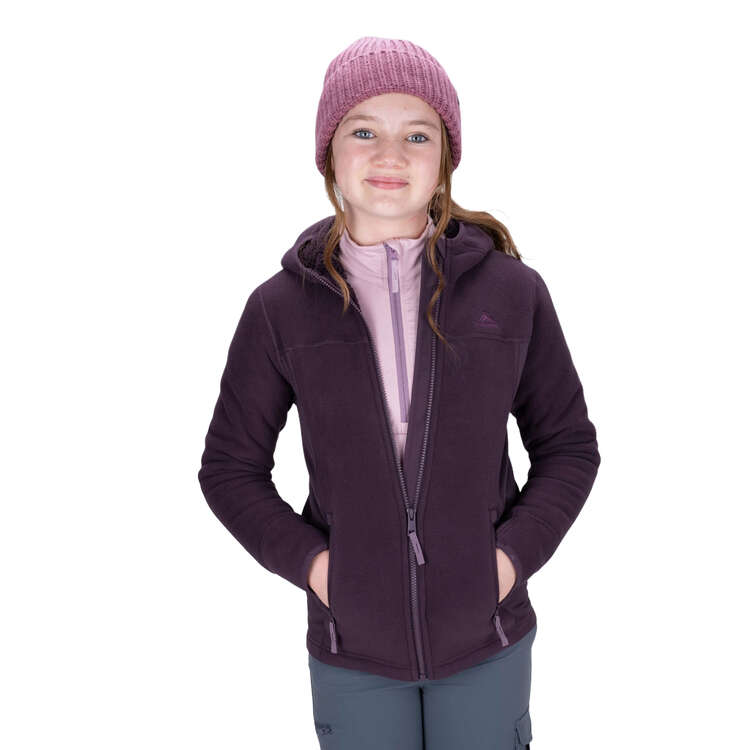 Macpac Kids Mini Mountain Hooded Fleece Jacket, Plum, rebel_hi-res