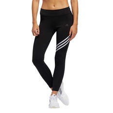 adidas Womens 3-Stripes Run It 3-Stripes 7/8 Tights Black XS, Black, rebel_hi-res