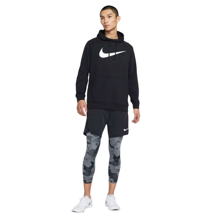 Nike Mens Dry Graphic Pullover Fitness Hoodie, Black/White, rebel_hi-res