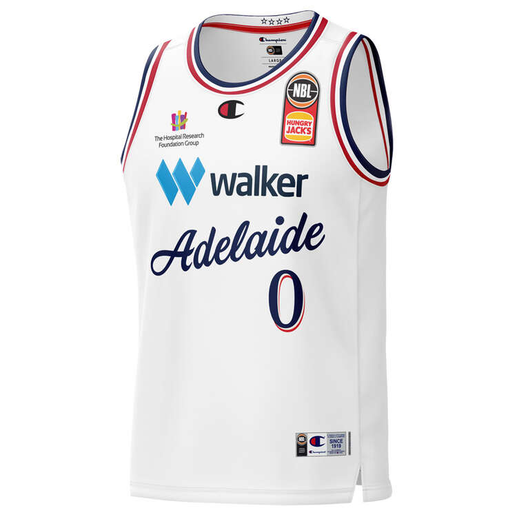 Champion Mens Adelaide 36ers Robert Franks 2023/24 Away Basketball Jersey White S, White, rebel_hi-res