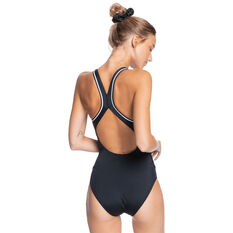 Roxy Womens Fitness One Piece Swimsuit Anthracite XS, Anthracite, rebel_hi-res