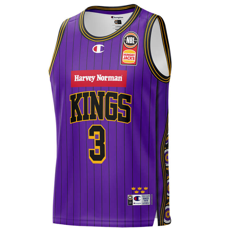 Champion Mens Sydney Kings D. J. Hogg 2023/24 Home Basketball Jersey, Purple, rebel_hi-res