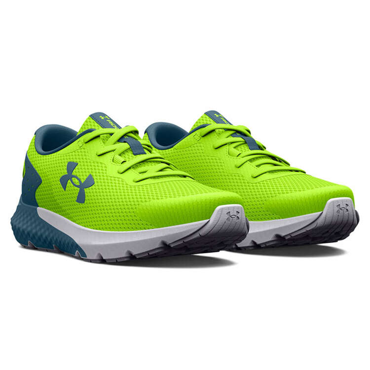 Under Armour Rogue 3 PS Kids Running Shoes, Green/Blue, rebel_hi-res