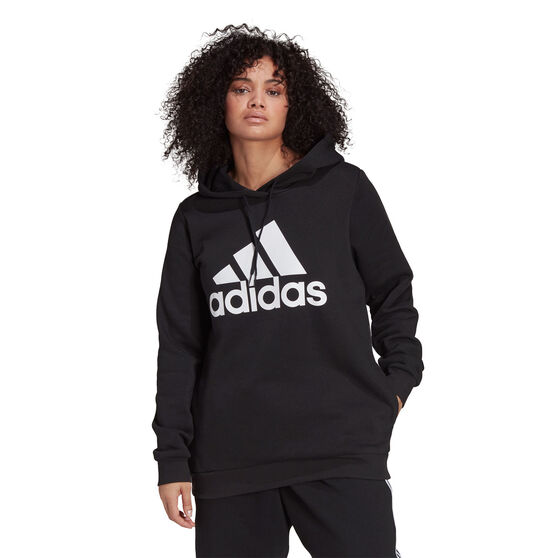 adidas Womens Essentials Logo Fleece Hoodie Plus Black 1X, Black, rebel_hi-res