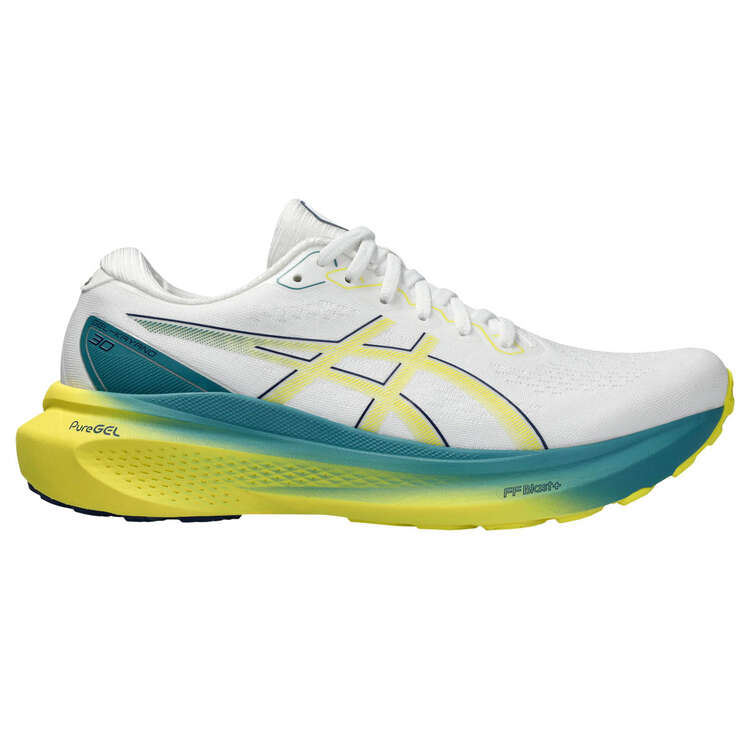 Asics GEL Kayano 30 Mens Running Shoes White/Yellow US 7, White/Yellow, rebel_hi-res