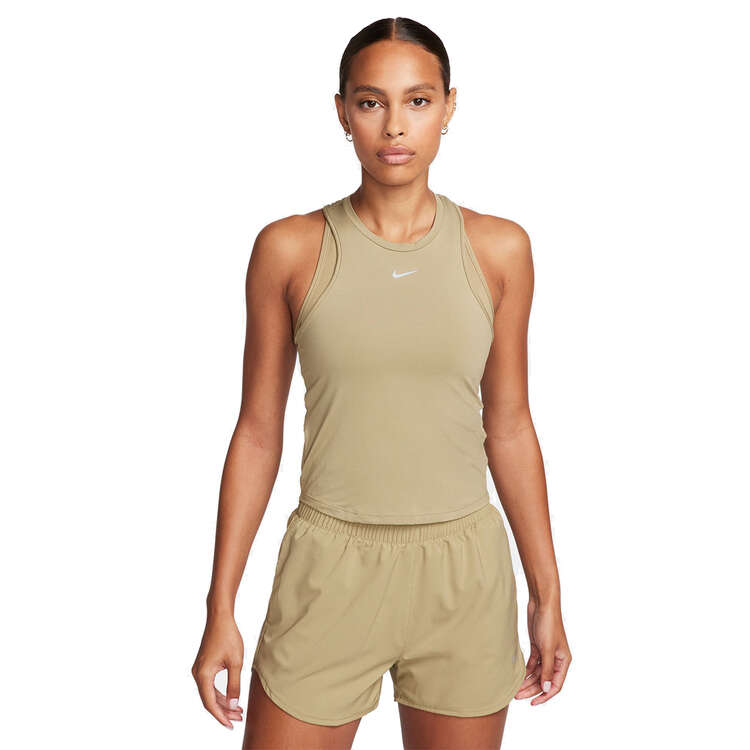 Nike Womens Dri-FIT One Luxe Cropped Tank, Olive, rebel_hi-res