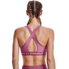 Under Armour Womens Mid Crossback Heather Sports Bra, Pink, rebel_hi-res