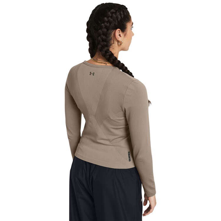 Under Armour Womens Vanish Elite Seamless Long Sleeve Top Taupe XS, Taupe, rebel_hi-res