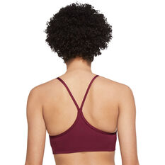 Nike Womens Yoga Dri-FIT Indy Padded Metallic Tape Sports Bra Purple XS, Purple, rebel_hi-res