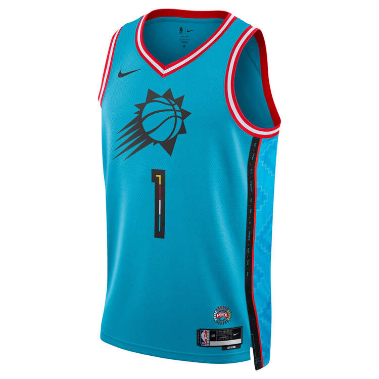 Nike Phoenix Suns Mens Devin Booker 2022/23 City Basketball Jersey Turquoise S, Turquoise, rebel_hi-res