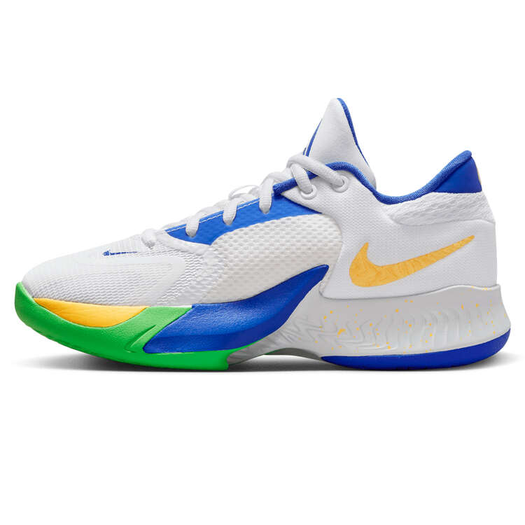 Nike Freak 4 GS Kids Basketball Shoes White/Blue US 4, White/Blue, rebel_hi-res