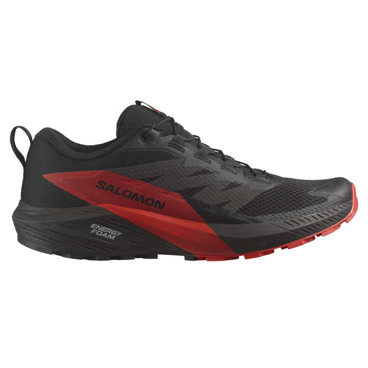 Salomon Sense Ride 5 Mens Trail Running Shoes Black/Red US 8.5, Black/Red, rebel_hi-res