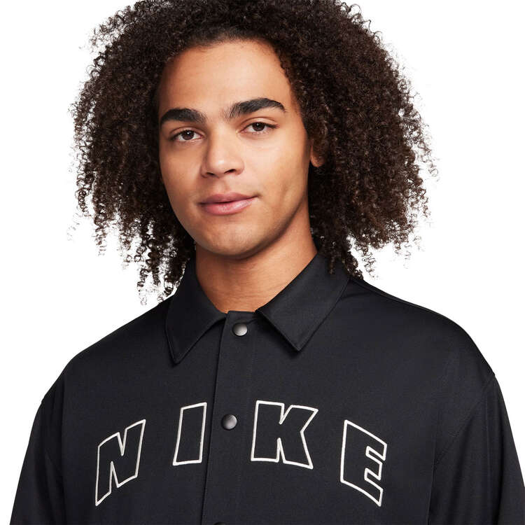Nike Mens Dri-FIT Button Up Basketball Top, Black, rebel_hi-res