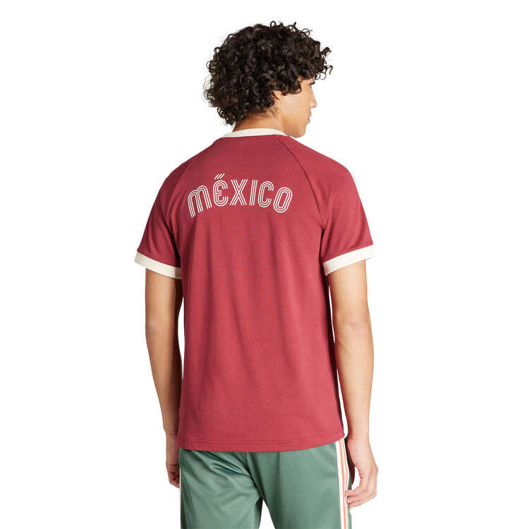 Mexico Adicolor 3-Stripe Tee Maroon M, Maroon, rebel_hi-res