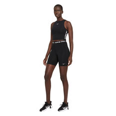 Nike Pro Womens Dri-FIT Cropped Graphic Tank, Black, rebel_hi-res