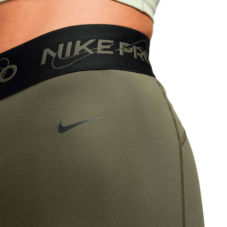 Nike Pro Womens Dri-FIT Mid-Rise 3 Inch Graphic Shorts, Cargo, rebel_hi-res