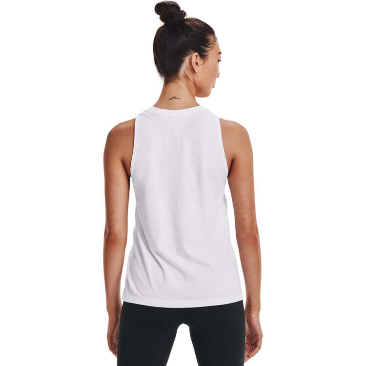 Under Armour Womens Graphic Muscle Tank White XS, White, rebel_hi-res