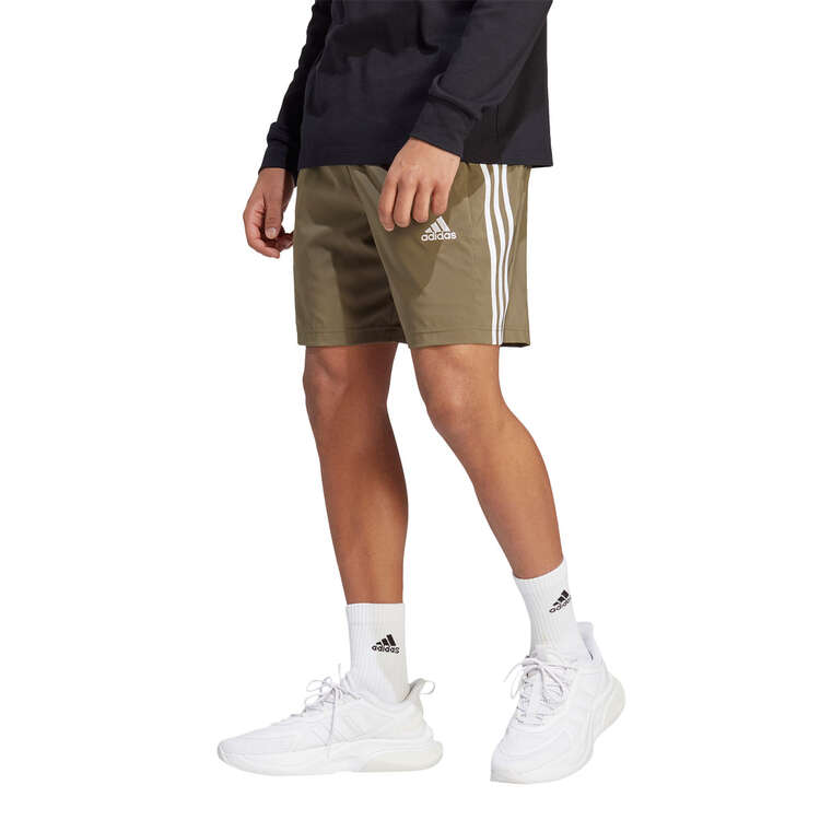 adidas Mens AEROREADY Essentials 3-Stripes Shorts, Green/White, rebel_hi-res