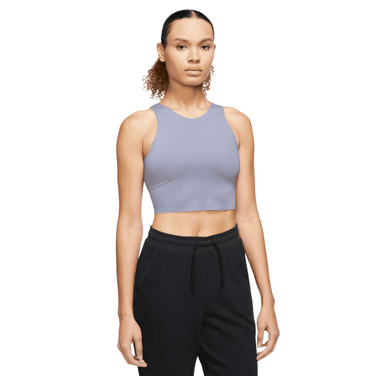 Nike Womens Yoga Dri-FIT Luxe Cropped Tank Purple M, Purple, rebel_hi-res
