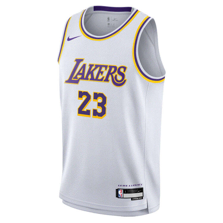 Nike Youth Los Angeles Lakers LeBron James 2023/24 Association Basketball Jersey White M, White, rebel_hi-res