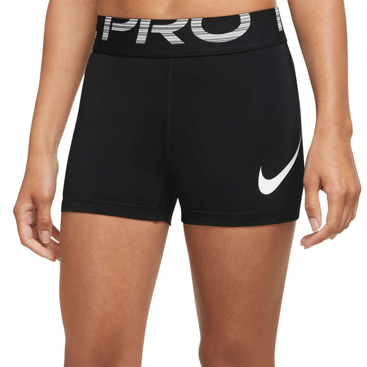 Nike Pro Womens Dri-FIT 3 Inch Graphic Training Shorts Black XS, Black, rebel_hi-res