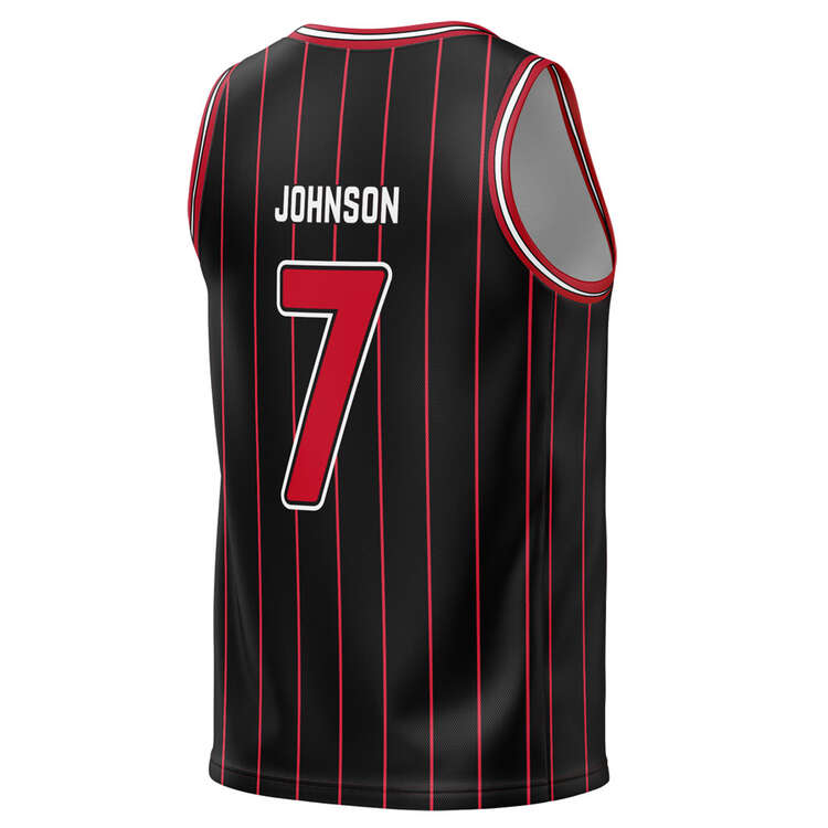 Champion Mens Illawarra Hawks AJ Johnson 2023/24 Home Basketball Jersey Black S, Black, rebel_hi-res