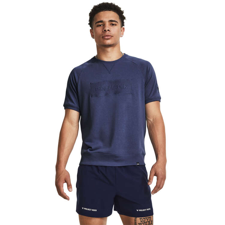 Under Armour Project Rock Mens Show Your Gym Tee Blue XS, Blue, rebel_hi-res