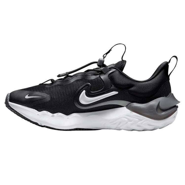 Nike Run Flow GS Kids Running Shoes, Black/White, rebel_hi-res