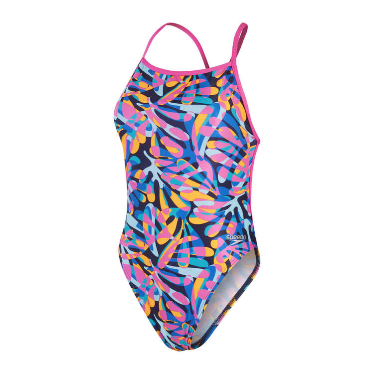 Speedo Womens All-Over Digital V-Back Swimsuit, Print, rebel_hi-res